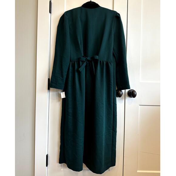 1990's Miss Dorby Teal Green Dress with Velvet Collar - Picture 4 of 7